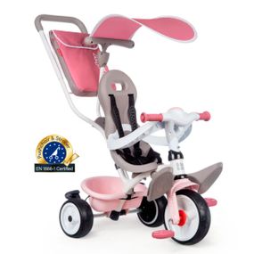 Велосипед дитячий металевий pink з козирком багажником та сумкою
