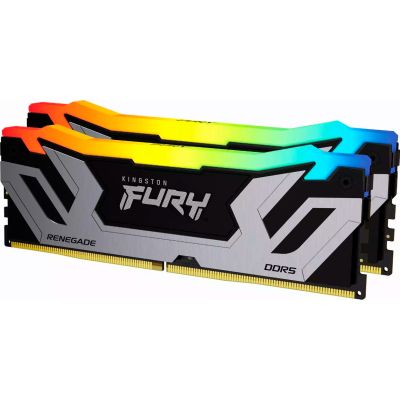 Модуль памяти для компьютера DDR5 48GB (2x24GB) 8800 MHz Renegade RGB Black/Silver Kingston Fury (ex.HyperX) (KF588CU42RSAK2-48)