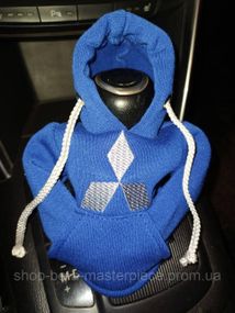 Чехол кофта Худи аксессуар на КПП Car Hoodie мицубиси Mitsubishi синий  подарок автомобилисту 10070
