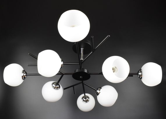 Люстра стельова на 8 лампочок 27078 Чорний 34х85х85 см.