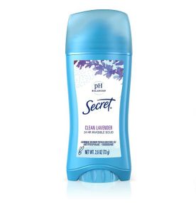 Дезодорант-антиперспирант женский Secret Invisible Solid ph balanced Deodorant Clean Lavender (73 g)