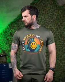 Тактическая потоотводящая футболка   Don’t worry oliva ПП7617