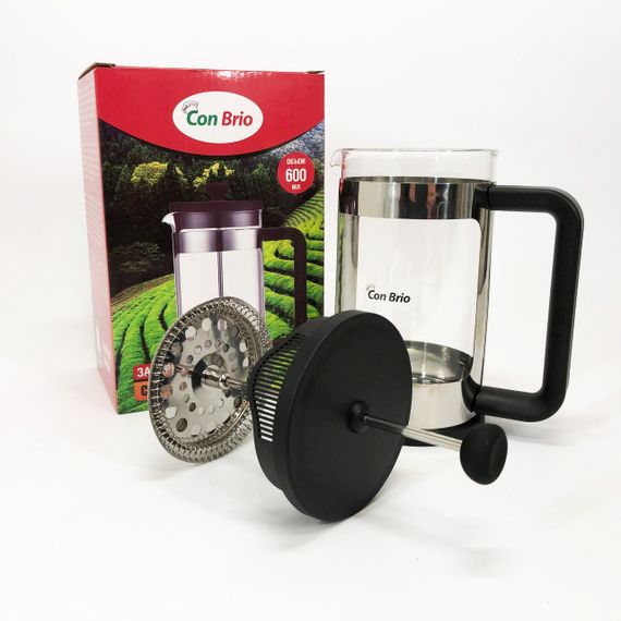 Френч-прес Заварник для чаю та кави Con Brio CB-6560 600 мл, Чайник заварювальний скляний якісний | Зображення 5
