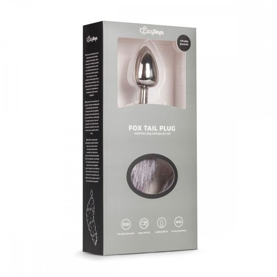 Анальна пробка метал з хвостиком Fox Tail Plug Easy Toys, Розмір L Sex Aura | Зображення 3