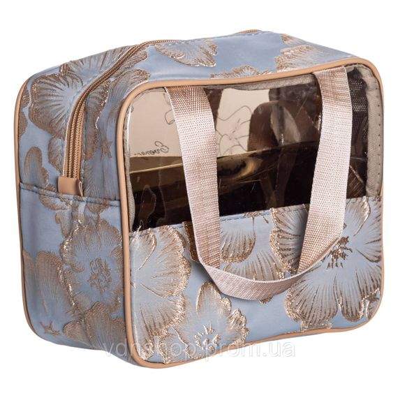 Набір прозорих жіночих косметичок для дому 2 (шт) дорожня косметичка в сумку для косметики, макіяжу, ліків, пензлів Блакитний | Зображення 4