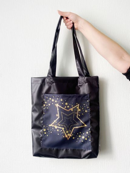 Сумка шоппер  с карманом 4Profi "Star" оксфорд чёрная 14929