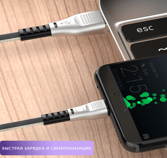USB кабель плоский Kaku KSC-100 USB - Type-C 1.2m / 2.8A - Grey | Зображення 2
