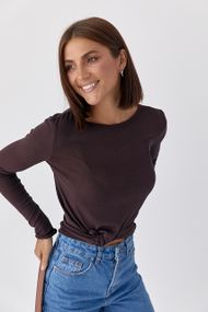 Віскозний лонгслів із необробленим низом - темно-коричневий цвет, ONE SIZE (є розміри)
