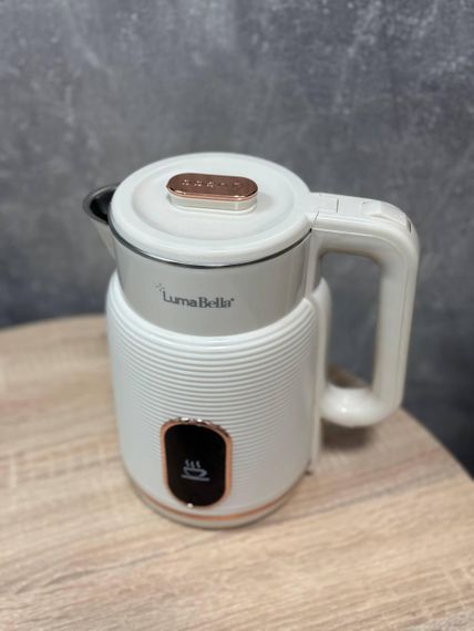 Электрочайник Luma Bella LB-59043 2 л с двойными стенками стальная колба термос-эффект защита от перегрева 1500 Вт Бежевый | Зображення 1