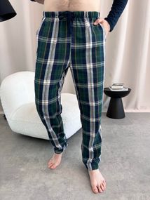 Чоловічі піжамні штани COSY в клітину синьо-зелені