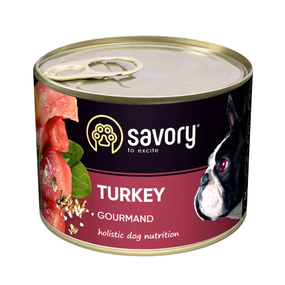 Вологий корм консерва Savory Adult Turkey для дорослих собак, індичка 200г