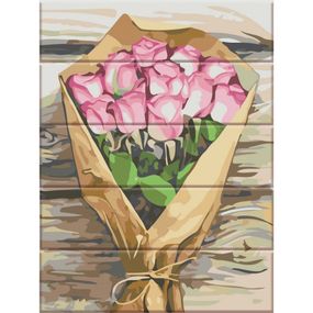 Картина по номерам по дереву "Букет розовых роз" ASW151 30х40 см
