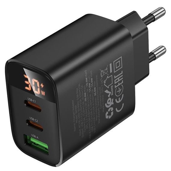 МЗП Borofone BA98A Ilustre with digital display PD30W (1USB-A/2C) Black | Зображення 5