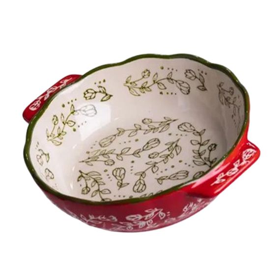 Форма для запекания Vintage 500 мл круглая с ручками Красная HM04-05 | Зображення 3