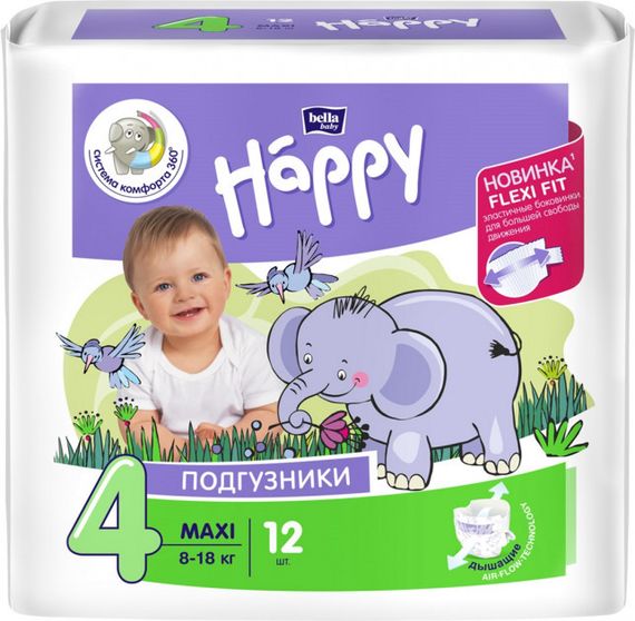 Підгузники дитячі Bella Baby Happy Maxi 8-18 кг 12 шт (5900516600372)