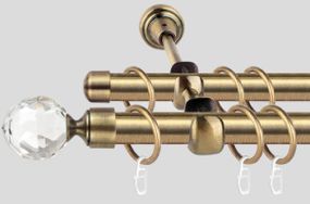 Карниз для штор двухрядный металлический 25мм, Кристалл (комплект) 300 см.