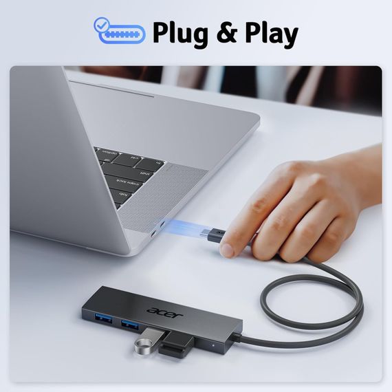 Acer USB-C Hub 3.0 — 5-в-1 надтонкий концентратор Type-C, адаптер із 5 портами, підтримка 5V/3A PD | Зображення 4