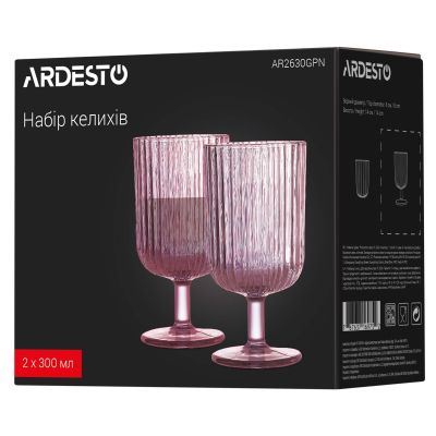 Набір келихів Ardesto 300мл, 2шт, скло, рожевий (AR2630GPN) | Зображення 5