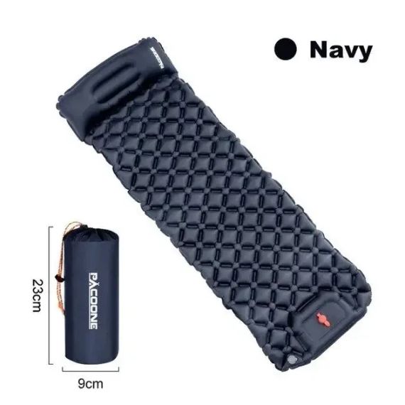 Туристический надувной матрас с подушкой Outdoor Sleeping Каремат с подушкой и встроенным насосом | Зображення 1