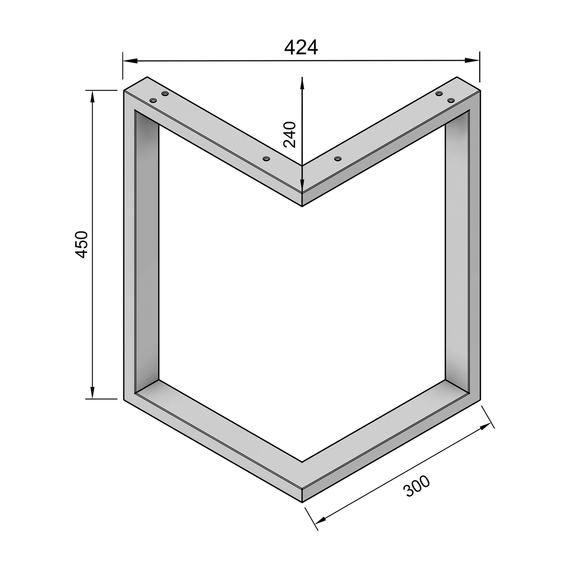 Комплект опор для журнального стола из металла 424×240mm, H=450mm (профильная труба: 40x20mm) Белый | Зображення 8