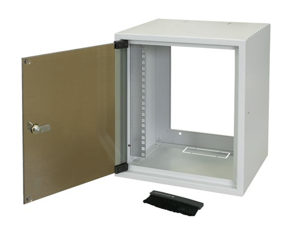 Шкаф ZPAS 10&quot; 7U, глубина 260мм. стекл.дверь, серый (WZ-3661-01-02-011)