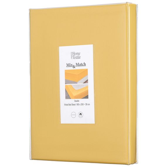 Простирадло на резинці Ardesto Mix&Match, 180x200+30см, 100% бавовна, сатин, жовтий (ART1820FSS)