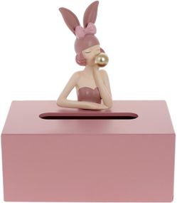 Серветниця "Дівчина-Зайчик" 20х12х21.5см, полістоун, рожевий