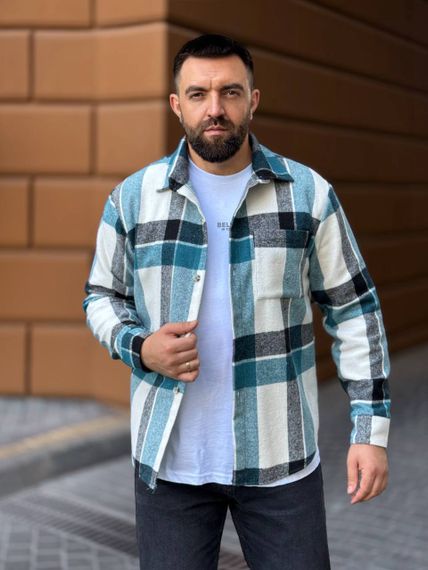 Тепла чоловіча байкова сорочка в клітку на ґудзиках розмір L колір зелений  Vi1048 | Зображення 5