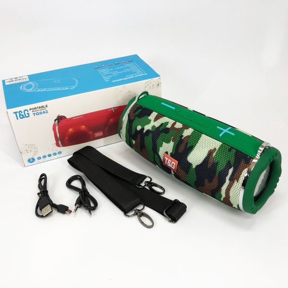 Портативна колонка TG642 з RGB підсвічуванням та ремінцем, колонка для вечірки. Колір: камуфляж | Зображення 4