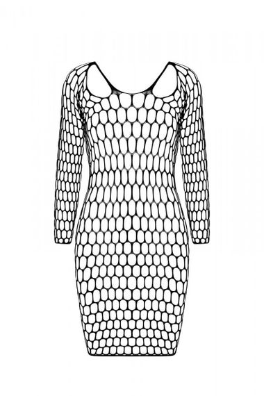 Бодістокінг-сукня з глибоким коміром Passion BS093 black, довгі рукави sexstyle | Зображення 4