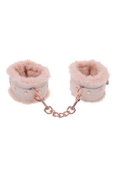 Наручники з хутром Sex & Mischief Peaches'n CreaMe з металевою фурнітурою, рожеві sexstyle | Зображення 1