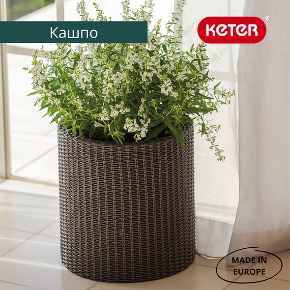 Горшок для цветов (кашпо) Keter (Кетер) Cylinder Planter S (17197833) Коричневый | Зображення 2