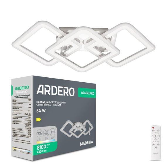 Світлодіодна накладна люстра Ardero AL6143ARD MADEIRA 54Вт білий