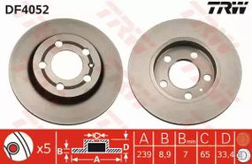 Диск гальмівний (1 шт.) AUDI - SKODA - VOLKSWAGEN A3 Quattro/TT Quattro/Octavia/Bora/B, TRW (DF4052)
