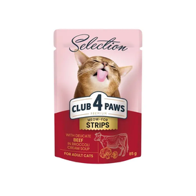 Вологий корм пауч Club 4 Paws Premium Selection для дорослих котів, яловичина з броколі 85г