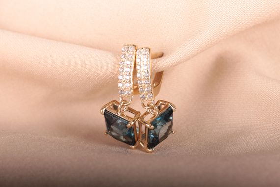 Сережки с топазом London Blue | Зображення 1