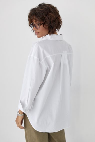 Класична однотонна сорочка з напівкруглим низом - білий цвет, S (є розміри) | Зображення 1