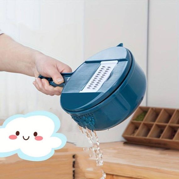 Ручная овощерезка 8в1, с чашей 1,8л, Темно-зеленый / Многофункциональная терка для овощей / Измельчитель | Зображення 3