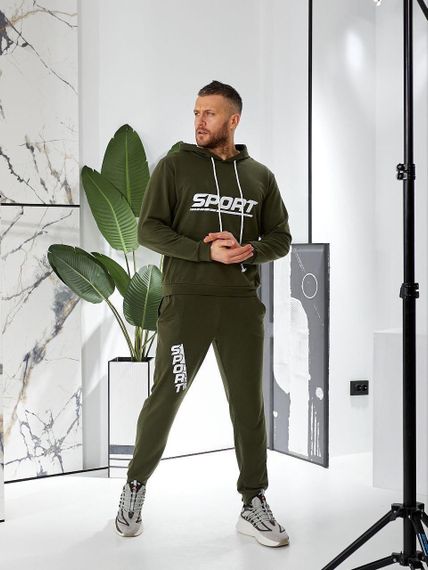 Спортивный костюм мужской из двунитки AleX Модель 2908 Хаки, 56-58 | Зображення 4