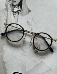 Круглі окуляри з антиблик чорний із золотом (5306)
