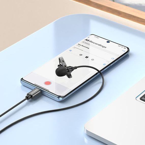 Микрофон петличный Borofone BFK11 Elegant lavalier Type-C (2m) Black | Зображення 4