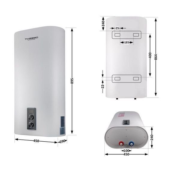 Водонагреватель электрический Thermo Alliance 50 л плоский вертикальный, сухой ТЭН 2 кВт (0,8+1,2) DT50V20G(PD)-D/2 | Зображення 1