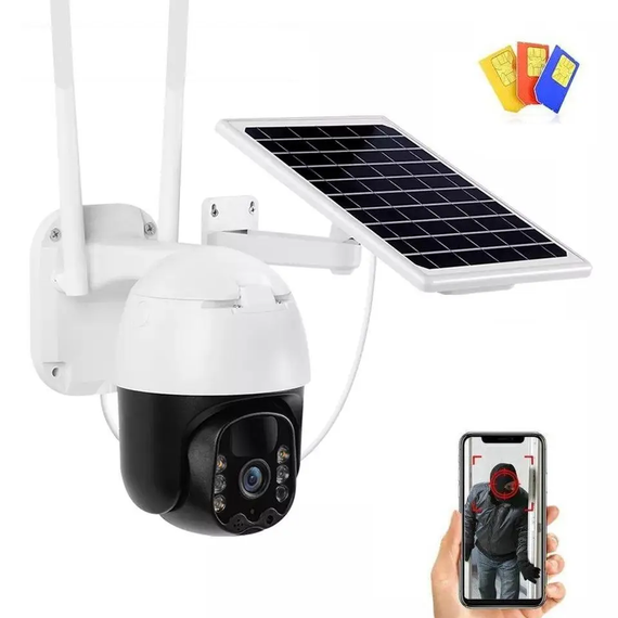 Поворотная погодозащитная солнечная камера безопасности 4G solar cam 1080P