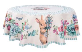 Скатертина гобеленова BLUE BUNNIES Limaso, Ø160, Кругла, Великодній, Без люрексу, 40% поліестер, 60% бавовна, Гобелен