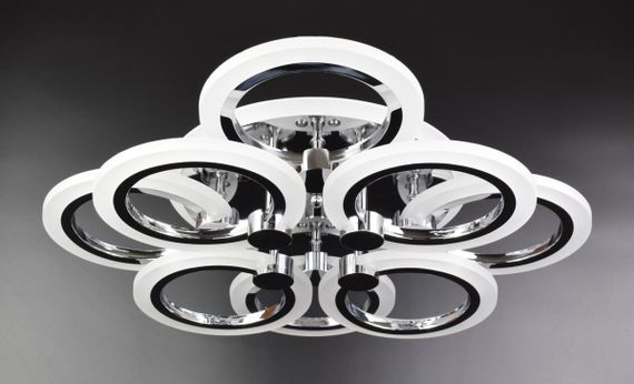 Люстра світлодіодна стельова LED світильник для квартири на стелю лед з пультом 25962 Хром 11х45х54 см.