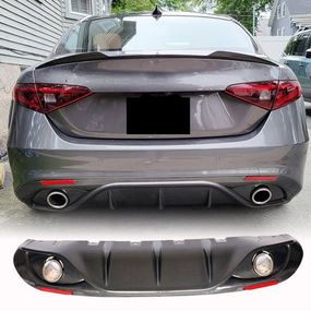 Дифузор заднього бампера з насадками V2 (для Base, Карбон) для Alfa Romeo Giulia 2016-2022 рр