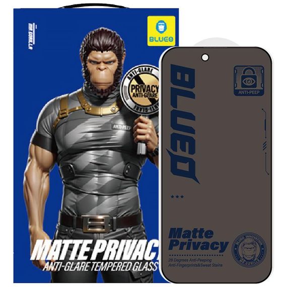 Защитное 2.5D стекло Blueo Full Cover Anti-Peep Matte для Apple iPhone 17 / 17 Pro (6.3") Черный