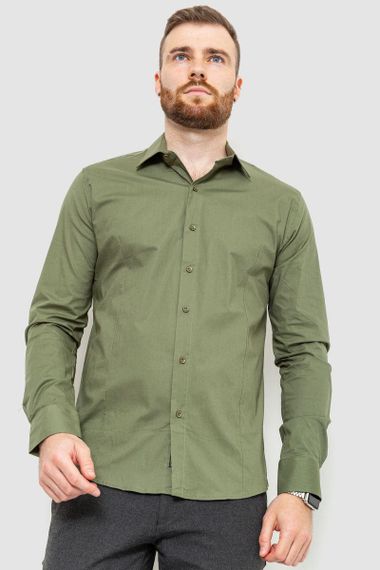 Рубашка мужская однотонная  цвет хаки 214R7081