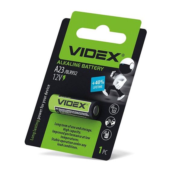 Батарейка лужна Videx А23/Е23А 1шт BLISTER CARD | Зображення 1