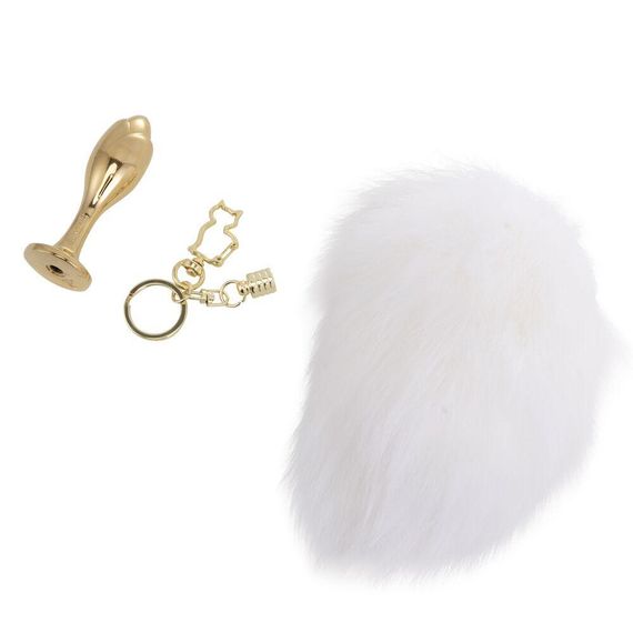 Металева анальна пробка Крихітний хвіст LOCKINK SEVANDA White Bunny-Tail Anal Rose-shape Plug Sex Aura | Зображення 2
